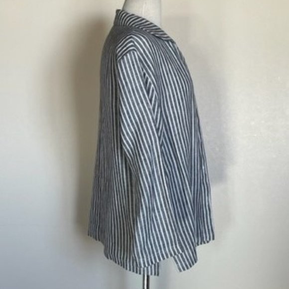 David Dart Collection Black & White Striped Linen Jacket size M - Picture 2 of 3